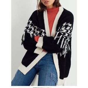 Anthropologie Black and White Houndstooth Cardigan